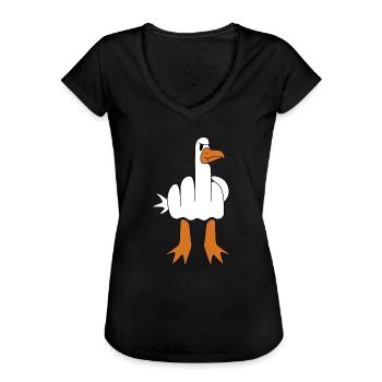 Mittelfinger Gans | lustige Bilder, Sarkasmus - Frauen Vintage T-Shirt - Schwarz - Vorne