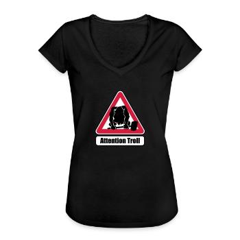 Attention Troll - Women's Vintage T-Shirt - black - Front - Danielle (179cm)
