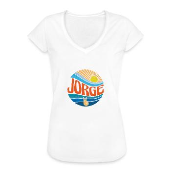 Jorge Hemd Vintage Sunset Jorge Groovy Tie Dye - Frauen Vintage T-Shirt - Schwarz - Vorne - Danielle (179cm)
