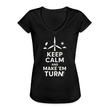 Ruhig bleiben und sie zum Umdrehen bringen - Frauen Vintage T-Shirt - Schwarz - Vorne - Danielle (179cm)