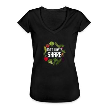 Foodsharing Kein Essen Verschwenden Vegan Geschenk - Frauen Vintage T-Shirt - Schwarz - Vorne - Danielle (179cm)