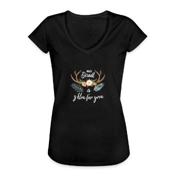 Mei Dirndl is z'kloa für zwoa Schwangerschaft - Frauen Vintage T-Shirt - Schwarz - Vorne