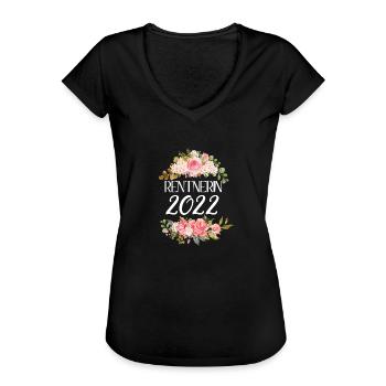 Rentnerin 2022 Geschenk Rente Ruhestand Pension - Frauen Vintage T-Shirt - Schwarz - Vorne - Danielle (179cm)