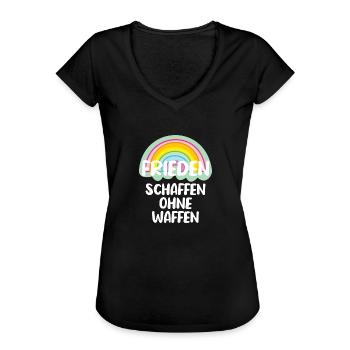 frieden schaffen ohne waffen weiss - Frauen Vintage T-Shirt - Schwarz - Vorne - Danielle (179cm)
