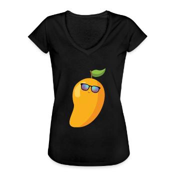Mango Frucht Mango - Frauen Vintage T-Shirt - Schwarz - Vorne - Danielle (179cm)
