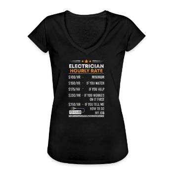 Strom Handwerk Spannung Blitz - Frauen Vintage T-Shirt - Schwarz - Vorne - Danielle (179cm)