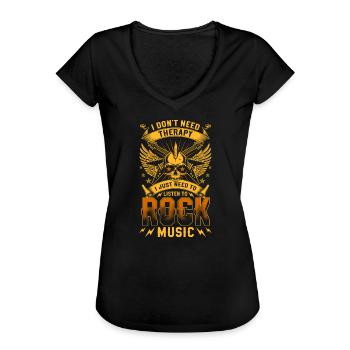 Rocker Hard Rock Guitare Chanteur - T-shirt vintage Femme - noir - Devant - Danielle (179cm)