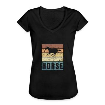 Équitation Dressage Race équestre Écurie Crunge - T-shirt vintage Femme - noir - Devant - Danielle (179cm)