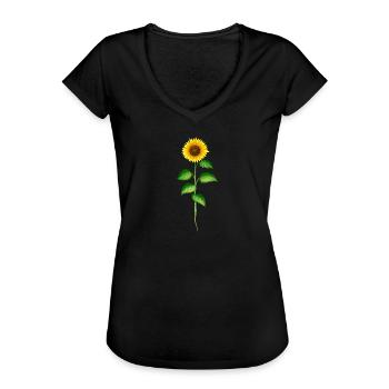 Tournesol tournesol graines de tournesol - T-shirt vintage Femme - noir - Devant - Danielle (179cm)