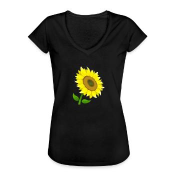 Tournesol tournesol graines de tournesol - T-shirt vintage Femme - noir - Devant - Danielle (179cm)
