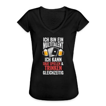 Skat Bier Skatspieler Geschenk - Frauen Vintage T-Shirt - Schwarz - Vorne - Danielle (179cm)