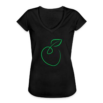 Apfel - Frauen Vintage T-Shirt - Schwarz - Vorne - Danielle (179cm)