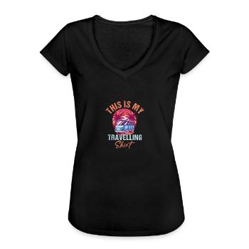 Holliday Party Travel Vintage Urlaub Souvenir - Frauen Vintage T-Shirt - Schwarz - Vorne - Danielle (179cm)