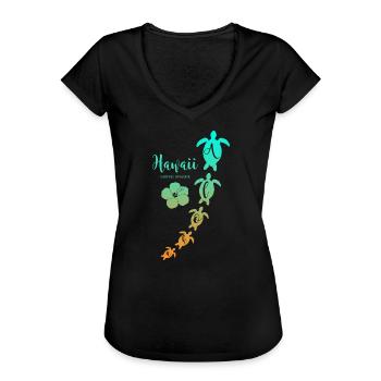 Aloha Schildkröten Hawaii Surfing Paradise - Frauen Vintage T-Shirt - Schwarz - Vorne