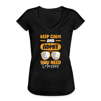 Glasses Lenses Optics - Women's Vintage T-Shirt - black - Front - Danielle (179cm)