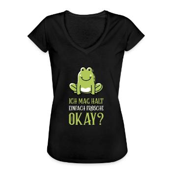 Frosch Laubfrosch Ich Mag Frösche - Frauen Vintage T-Shirt - Schwarz - Vorne