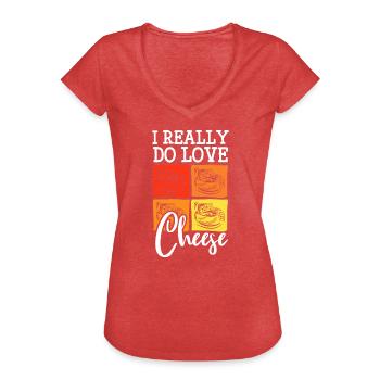 Käseliebhaber Foodie Käserei - Frauen Vintage T-Shirt - Rot meliert - Vorne - Danielle (179cm)