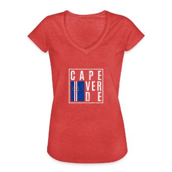 Cap-Vert - T-shirt vintage Femme - rouge chiné - Devant - Danielle (179cm)