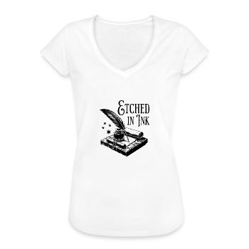 Dark Academia gravé à l’encre - T-shirt vintage Femme - noir - Devant - Danielle (179cm)