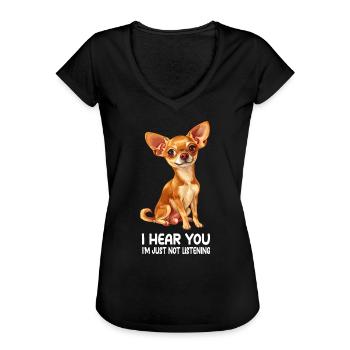 Chihuahua - Frauen Vintage T-Shirt - Schwarz - Vorne - Danielle (179cm)