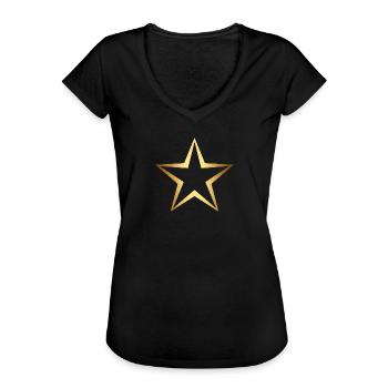 Stern gold - Frauen Vintage T-Shirt - Schwarz - Vorne - Danielle (179cm)