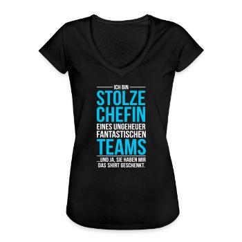 Stolze Chefin eines fantastischen Teams - Shirt - Frauen Vintage T-Shirt - Schwarz - Vorne - Danielle (179cm)