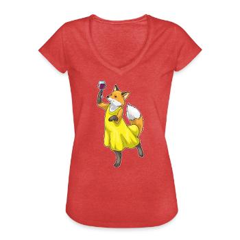 Vin rouge Fuchs - T-shirt vintage Femme - rouge chiné - Devant - Danielle (179cm)