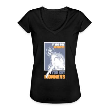 Singes pour cacahuètes - T-shirt vintage Femme - noir - Devant - Danielle (179cm)