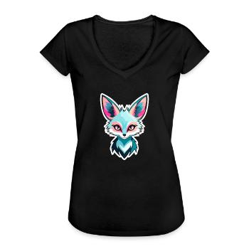 Wüstenfuchs Fennek Zeichnung - Frauen Vintage T-Shirt - Schwarz - Vorne - Danielle (179cm)