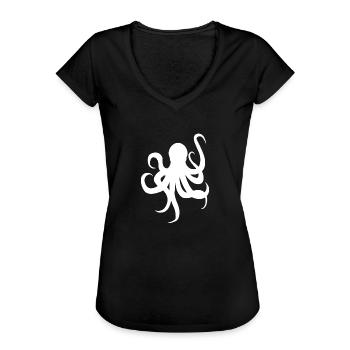 Krake - Frauen Vintage T-Shirt - Schwarz - Vorne - Danielle (179cm)