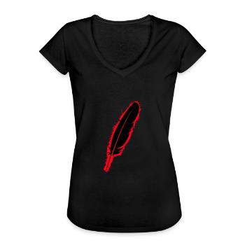 Feather silhouette red and black outline - Women's Vintage T-Shirt - black - Front - Danielle (179cm)
