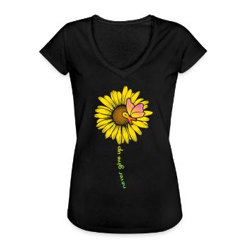 Sonnenblume und Schmetterling Multiple Sklerose - Frauen Vintage T-Shirt - Schwarz - Vorne - Danielle (179cm)