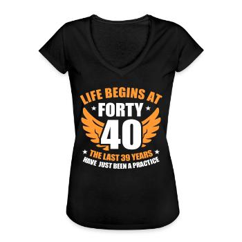 40e verjaardag - Vrouwen Vintage T-shirt - zwart - Voor