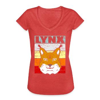 Luchs - Frauen Vintage T-Shirt - Rot meliert - Vorne - Danielle (179cm)