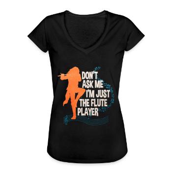 Flöte - Frauen Vintage T-Shirt - Schwarz - Vorne