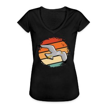 Möwe - Frauen Vintage T-Shirt - Schwarz - Vorne