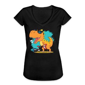 dinosaure - T-shirt vintage Femme - noir - Devant - Danielle (179cm)