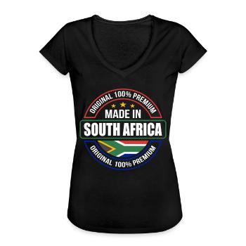 Afrique du Sud - T-shirt vintage Femme - noir - Devant - Danielle (179cm)