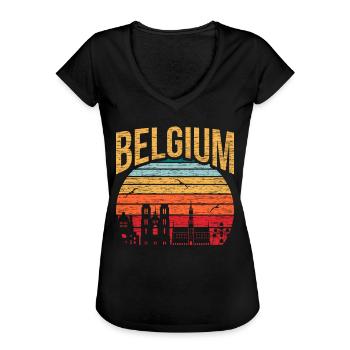 Belgique Europe Idée de cadeau - T-shirt vintage Femme - noir - Devant - Danielle (179cm)