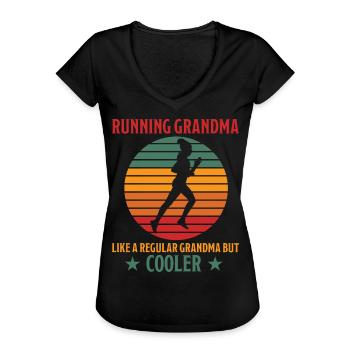 Running Grandma Running Funny Saying Gift - Women's Vintage T-Shirt - black - Front