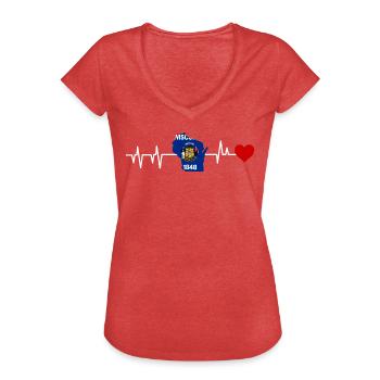 Wisconsin heartbeat gift - Women's Vintage T-Shirt - heather red - Front - Danielle (179cm)
