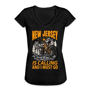Voyage New Jersey Cadeau - T-shirt vintage Femme - noir - Devant - Danielle (179cm)