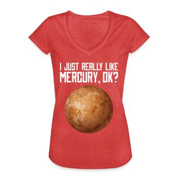 Mercure - T-shirt vintage Femme - rouge chiné - Devant - Danielle (179cm)