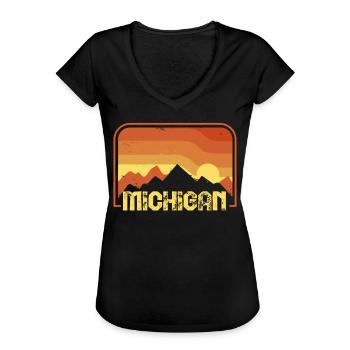 Michigan - T-shirt vintage Femme - noir - Devant - Danielle (179cm)