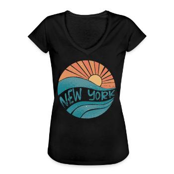 New York - Frauen Vintage T-Shirt - Schwarz - Vorne - Danielle (179cm)