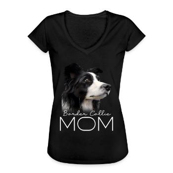 Border Collie Mama - Frauen Vintage T-Shirt - Schwarz - Vorne