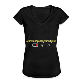 Source d Angoisse pour un geek - T-shirt vintage Femme - noir - Devant - Danielle (179cm)