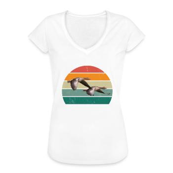 Gänse Vogel Weihnachtsgans Fliegen Vögel Gans - Frauen Vintage T-Shirt - Schwarz - Vorne - Danielle (179cm)