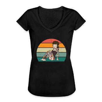 tatoo tattoo tattoowierer tattowierer körperkunst - Frauen Vintage T-Shirt - Schwarz - Vorne - Danielle (179cm)