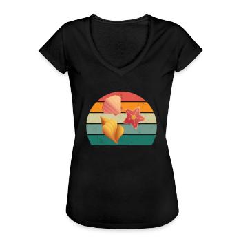 sand urlaub urlauber urlauberin ferien holiday - Frauen Vintage T-Shirt - Schwarz - Vorne - Danielle (179cm)